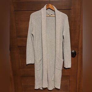 Gray Open Front Cardigan Sweater